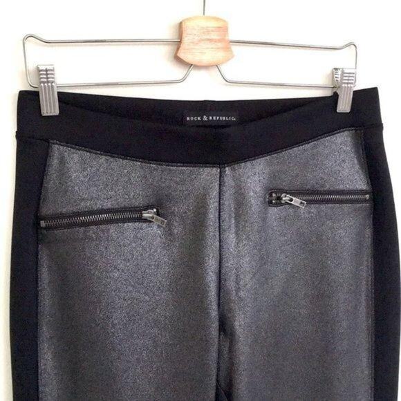 Rock & Republic Black/silver Shimmer Pants LARGE - Picture 8 of 8